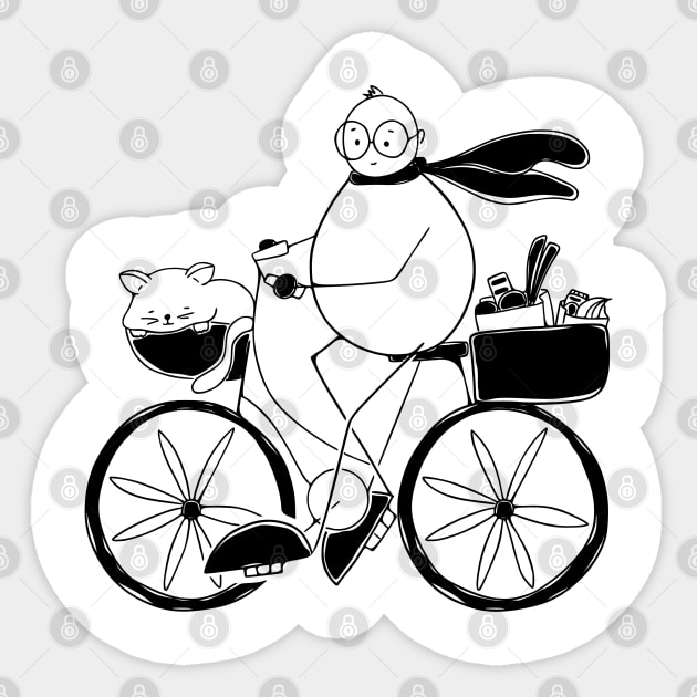 Biking with sleepy cat Sticker by JindaibrahimArt